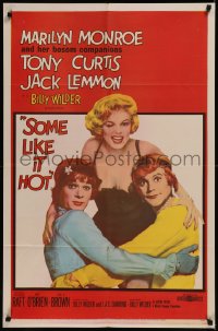 8d0228 SOME LIKE IT HOT 1sh 1959 sexy Marilyn Monroe with Tony Curtis & Jack Lemmon in drag!