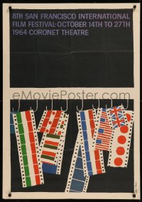 8d0187 SAN FRANCISCO INTERNATIONAL FILM FESTIVAL 28x40 film festival poster 1964 Saul Bass art!