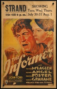 8d0108 INFORMER WC 1935 John Ford, great art of angry Victor McLaglen & Heather Angel, very rare!