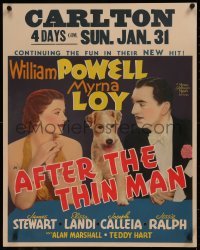 8d0013 AFTER THE THIN MAN jumbo WC 1936 William Powell, Myrna Loy & Asta the dog too, rare!