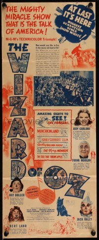 8d0181 WIZARD OF OZ herald 1939 biggest screen sensation since Snow White, ultra rare & different!