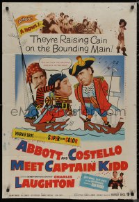 8f0488 ABBOTT & COSTELLO MEET CAPTAIN KIDD 1sh 1953 art of pirates Bud & Lou with Charles Laughton!