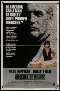 8f0490 ABSENCE OF MALICE 1sh 1981 Paul Newman, Sally Field, Sydney Pollack, cool design!