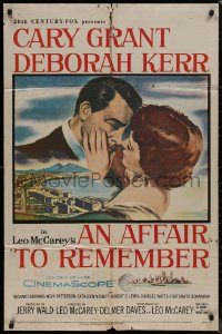 8f0494 AFFAIR TO REMEMBER 1sh 1957 romantic c/u art of Cary Grant about to kiss Deborah Kerr!