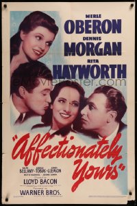 8f0495 AFFECTIONATELY YOURS 1sh 1941 Rita Hayworth, Merle Oberon between Dennis Morgan & Bellamy!