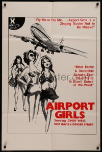 8f0500 AIRPORT GIRLS 25x38 1sh 1975 Cindy West, Rita Davis, Ginger Snaps, sexy hostesses!