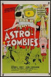 8f0514 ASTRO-ZOMBIES 1sh 1968 great wild art of creature eating sexy girl & holding severed head!