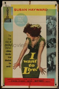 8f0146 I WANT TO LIVE Aust 1sh 1959 Hayward as Barbara Graham, party girl convicted of murder, rare!