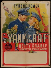 8f0162 YANK IN THE R.A.F. Aust 1sh 1941 close up art of Power & Betty Grable in uniform, ultra rare!
