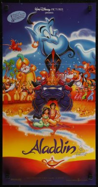 8f0175 ALADDIN Aust daybill 1993 Walt Disney Arabian fantasy cartoon, Calvin Patton art of cast!