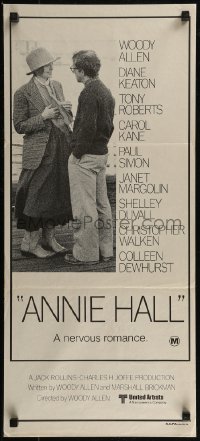 8f0182 ANNIE HALL Aust daybill 1977 full-length Woody Allen & Diane Keaton, a nervous romance!