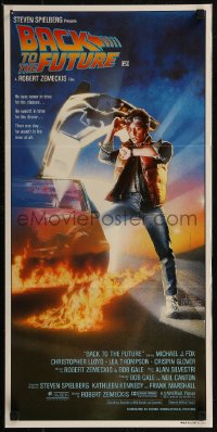 8f0185 BACK TO THE FUTURE Aust daybill 1985 art of Michael J. Fox & Delorean by Drew Struzan!