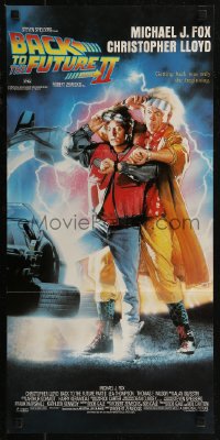 8f0186 BACK TO THE FUTURE II Aust daybill 1989 art of Michael J. Fox & Christopher Lloyd by Struzan!