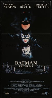 8f0190 BATMAN RETURNS Aust daybill 1992 Keaton, Danny DeVito, Pfeiffer, Tim Burton!