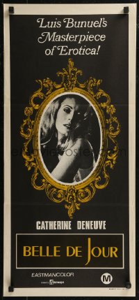 8f0197 BELLE DE JOUR Aust daybill R1970s Luis Bunuel's Masterpiece of Erotica, sexy Catherine Deneuve!