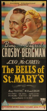 8f0198 BELLS OF ST. MARY'S Aust daybill 1947 pretty Ingrid Bergman & Bing Crosby, different!