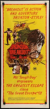 8f0206 BREAKOUT Aust daybill 1975 Charles Bronson, greatest escape since The Great Escape!