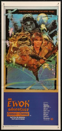 8f0213 CARAVAN OF COURAGE Aust daybill 1984 An Ewok Adventure, Star Wars, art by Drew Struzan!