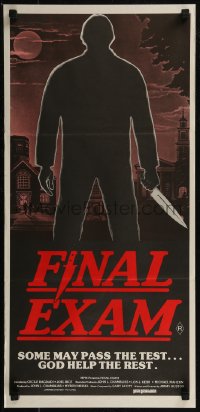 8f0257 FINAL EXAM Aust daybill 1982 some may pass the test, God help the rest, cool silhouette art of killer!
