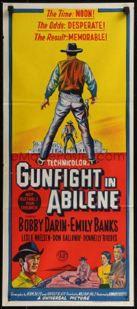8f0280 GUNFIGHT IN ABILENE Aust daybill 1967 art of cowboy Bobby Darin in a showdown!