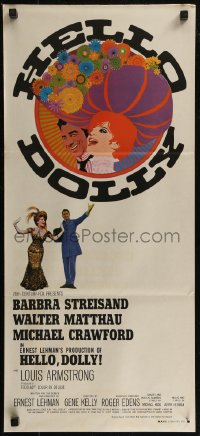 8f0286 HELLO DOLLY Aust daybill 1970 art of Barbra Streisand & Walter Matthau by Richard Amsel!