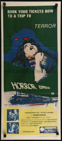 8f0287 HORROR EXPRESS Aust daybill 1973 Christopher Lee, Peter Cushing, a nightmare of terror!