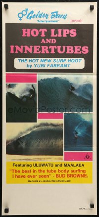 8f0289 HOT LIPS & INNERTUBES Aust daybill 1970s Yuri Farrant Australian surfing documentary!