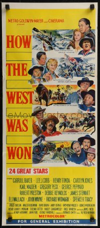 8f0290 HOW THE WEST WAS WON Aust daybill 1964 John Ford, Debbie Reynolds, Gregory Peck!