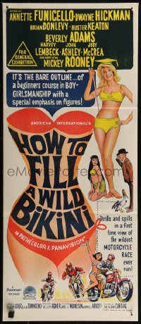 8f0292 HOW TO STUFF A WILD BIKINI Aust daybill 1965 Annette Funicello, Buster Keaton, bikini art!