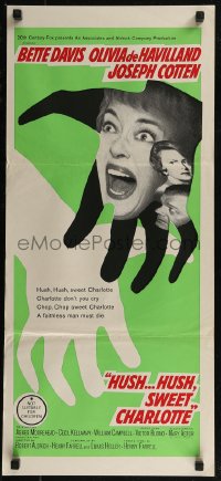 8f0295 HUSH...HUSH, SWEET CHARLOTTE Aust daybill 1965 Bette Davis, Olivia de Havilland, Aldrich!