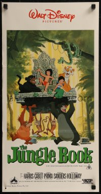 8f0304 JUNGLE BOOK Aust daybill R1986 Walt Disney cartoon classic, great image of Mowgli & friends!