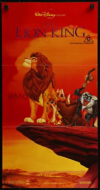 8f0319 LION KING Aust daybill 1994 classic Disney, Simba, Timon & Pumbaa on Pride Rock, red style!