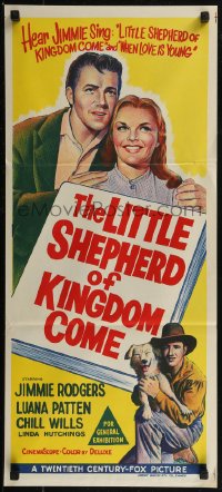 8f0322 LITTLE SHEPHERD OF KINGDOM COME Aust daybill 1960 Jimmie Rodgers as the fighting hero, Luana Patten!