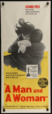 8f0327 MAN & A WOMAN Aust daybill 1968 Claude Lelouch's Un homme et une femme, Anouk Aimee!
