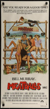8f0329 MEATBALLS Aust daybill 1979 Reitman, Morgan Kane art of Bill Murray & sexy summer camp girls!