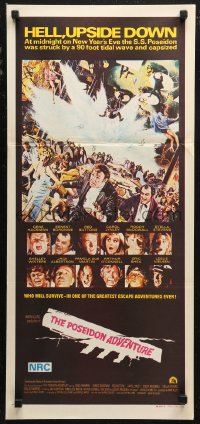 8f0372 POSEIDON ADVENTURE Aust daybill 1973 Gene Hackman & Stella Stevens escaping by Mort Kunstler!