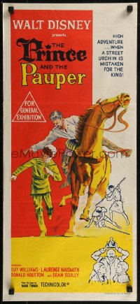 8f0374 PRINCE & THE PAUPER Aust daybill 1962 great images of Guy Williams in title role, Naismith, Houston!