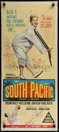8f0417 SOUTH PACIFIC Aust daybill 1959 art of Mitzi Gaynor, Rodgers & Hammerstein musical!