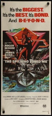 8f0420 SPY WHO LOVED ME Aust daybill 1977 art of Roger Moore as James Bond 007 by Bob Peak!