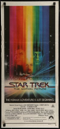 8f0423 STAR TREK Aust daybill 1979 cool art of William Shatner & Nimoy by Bob Peak w/credits!