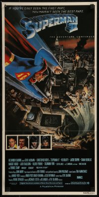 8f0430 SUPERMAN II Aust daybill 1981 Christopher Reeve, Terence Stamp, cool art by Daniel Goozee!