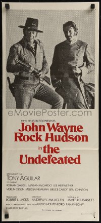 8f0451 UNDEFEATED Aust daybill 1969 great cowboy western portrait of John Wayne & Rock Hudson!