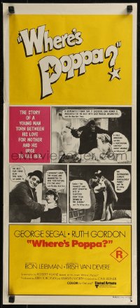 8f0464 WHERE'S POPPA Aust daybill 1970 Carl Reiner directed comedy, George Segal & Ruth Gordon!