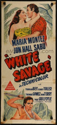8f0465 WHITE SAVAGE Aust daybill 1943 huge close-up of sexy Maria Montez, Jon Hall, Sabu!