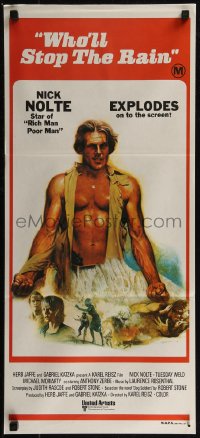 8f0466 WHO'LL STOP THE RAIN Aust daybill 1978 art of barechested Nick Nolte by Lesser, Dog Soldiers!