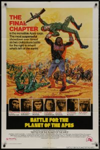 8f0521 BATTLE FOR THE PLANET OF THE APES 1sh 1973 Tanenbaum art of war between apes & humans!
