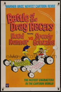 8f0524 BATTLE OF THE DRAG RACERS 1sh 1966 great art of Speedy Gonzales vs Road Runner in cars!