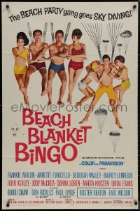 8f0527 BEACH BLANKET BINGO 1sh 1965 Frankie Avalon, Annette Funicello & the gang go sky diving!