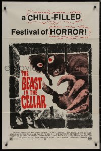 8f0528 BEAST IN THE CELLAR 1sh 1971 wacky monster art, a chill-filled festival of horror!