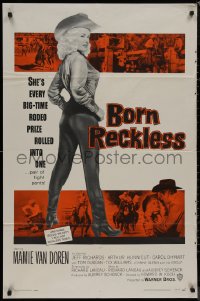 8f0564 BORN RECKLESS 1sh 1959 great full-length image of sexy rodeo cowgirl Mamie Van Doren!